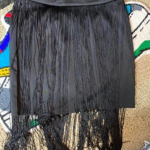 FOREVER 21 BLACK MINI FRINGE SKIRT